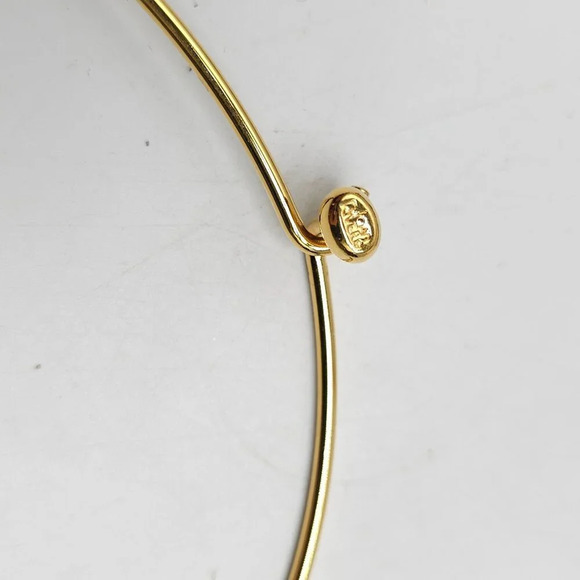 Gold Tone Joan Rivers Hoop Necklace With Caged Pearl Charm Pendant - Picture 3 of 5